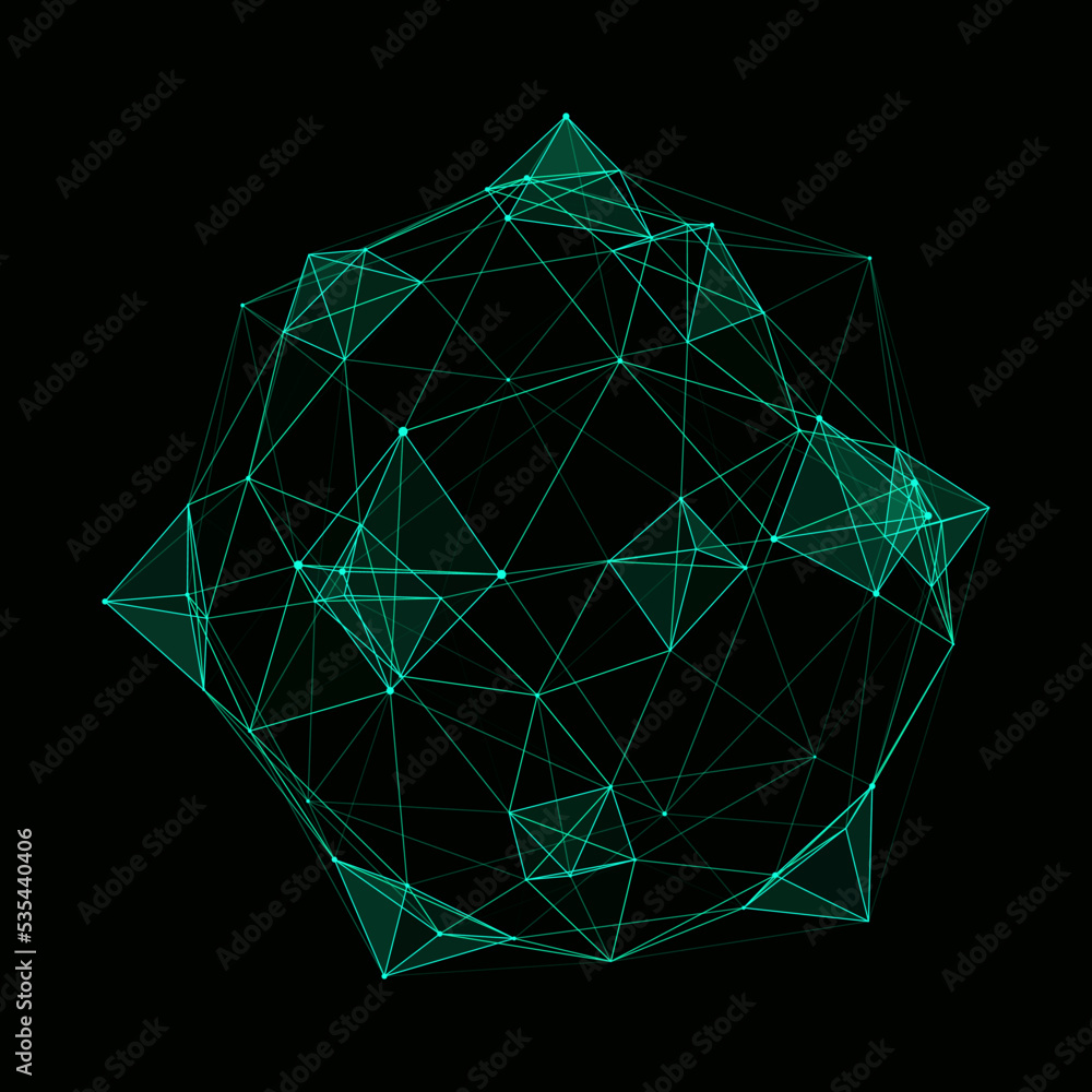 Aufkleber futuristic sphere made up of points and lines. network connection structure. big data visualization.
