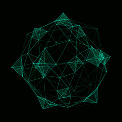 Futuristic sphere made up of points and lines. Network connection structure. Big data visualization. Vector illustration.
