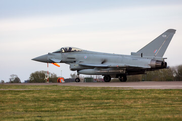 Fototapeta na wymiar ZK428 Euro fighter Ready for take off at RAF Coningsby - stock photo