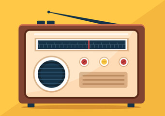 Radio Player for Record, Talk Show, Interviews Celebrity and Listening to Music in Template Hand Drawn Cartoon Flat Style Illustration