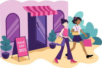 Black Friday Shopping Vector Illustration