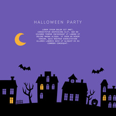 Halloween party invitation. Hand drawn vector illustration