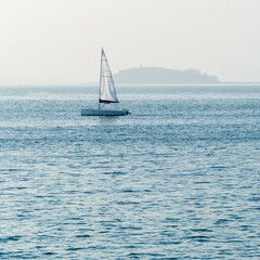Sailboat in the sea background