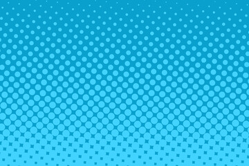 Pop art comic blue background with halftone. Vector cartoon illustration in retro style. Design backdrop for comic book, poster, banner