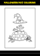 Halloween dot coloring page for kids. Line art coloring page design for kids.