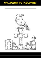 Halloween dot coloring page for kids. Line art coloring page design for kids.