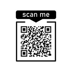 Scan me icon with Qr code for smartphone isolated on white background. Qr code for payment, advertising, mobile app vector illustration.