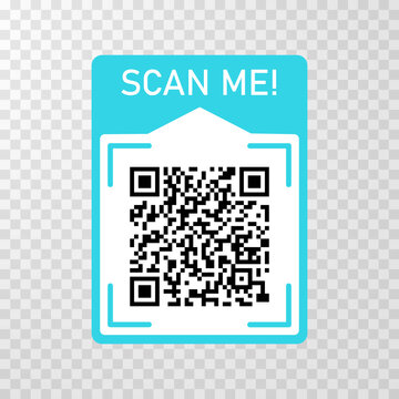 Scan me icon with Qr code for smartphone isolated on transparent background. Qr code for payment, advertising, mobile app vector illustration.