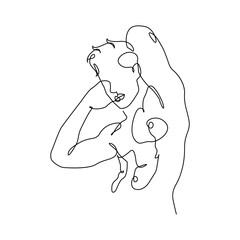 Man Naked Body Line Art Drawing.  Abstract Male Figure Minimalist Illustration. Modern Trendy Line Art Drawing for Wall Decor, Fashion Minimal Print, Poster, Social Media. Man One Line. Vector EPS 10