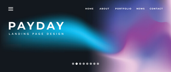 Fototapeta premium Website page gradient background vector. Modern digital wallpaper with dark color, fluid gradient shapes, dynamic. Futuristic landing page illustration for branding, commercial, advertising, web.