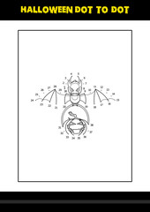 Halloween dot to dot coloring page for kids. Line art coloring page design for kids.