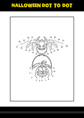 Halloween dot to dot coloring page for kids. Line art coloring page design for kids.