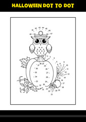 Halloween dot to dot coloring page for kids. Line art coloring page design for kids.