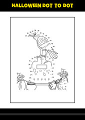Halloween dot to dot coloring page for kids. Line art coloring page design for kids.