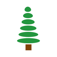 Green christmas tree icon, holiday tree cartoon vector illustration. New Year or Christmas design	