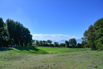 Fototapeta premium View of the panorama from the archaeological park of Cuma near Naples, Italy.