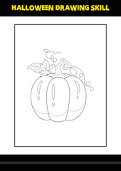 Halloween drawing skill for kids. Halloween drawing skill coloring page for kids.