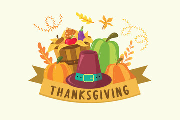 Thanksgiving Dinner Table Vector Illustration