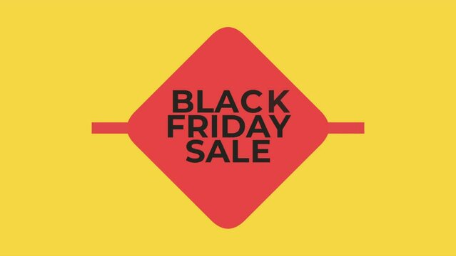 Black Friday in red square on yellow modern gradient, motion abstract holidays, minimalism and promo style background