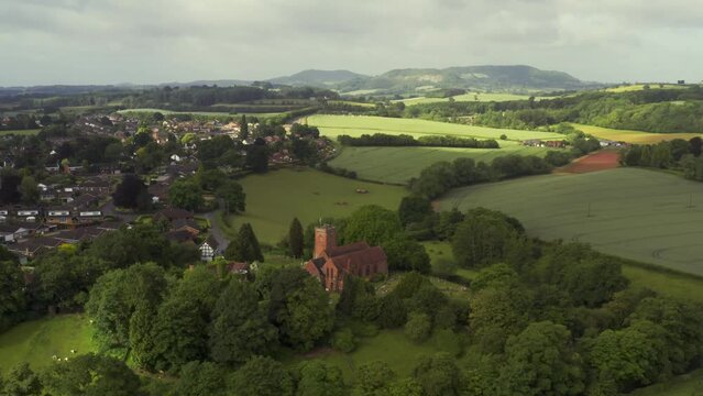 Aerial view of a generic British village
