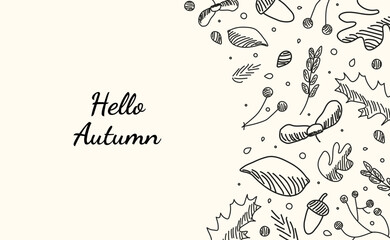 Autumn background with one-line elements