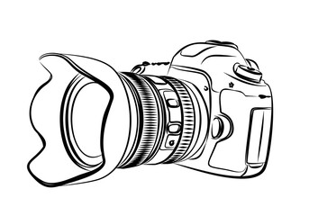 The sketch of a SLR camera. - obrazy, fototapety, plakaty