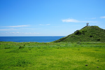 seaside view with lighthouse