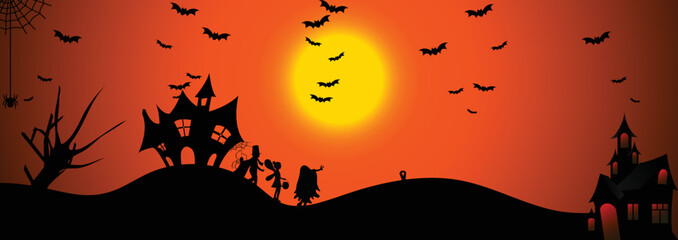 Happy Halloween Scary house background. Scary halloween isolated background