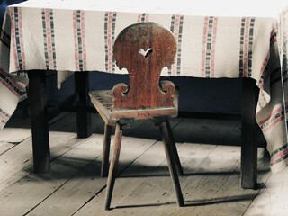 Traditional wood chair and table model