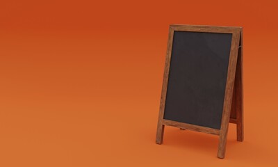 3d illustration, blackboard menu restaurant, red background, 3d rendering