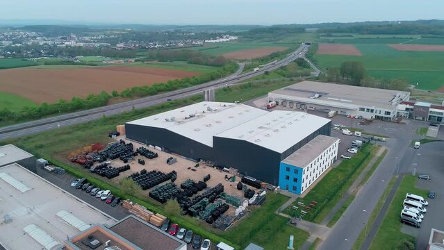 Aerial Shot Of A Industrial Manufacturing Facility In France, Rotomolding Technology