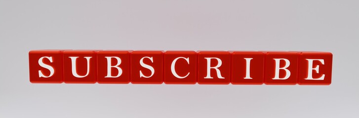 3D illustration, word subscribe, subscription concept, white background, 3D rendering.