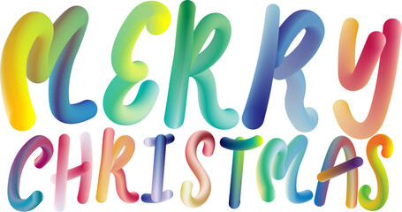 Merry Christmas text, free-hand font with colorful gradient 3D