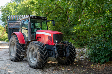 red tractor in the farm