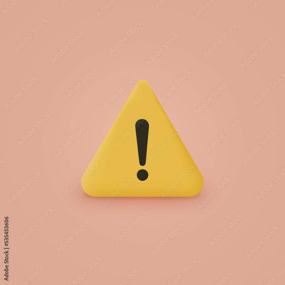 Poster warning message concept represented by exclamation mark icon. exclamation 3d realistic symbol in tri