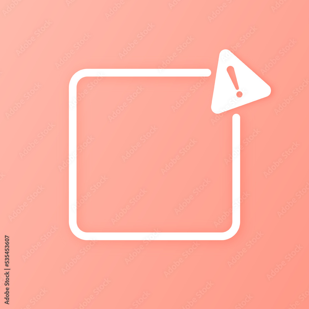 Poster caution sign with empty space in white line frame and triangle sign with exclamation mark isolated o