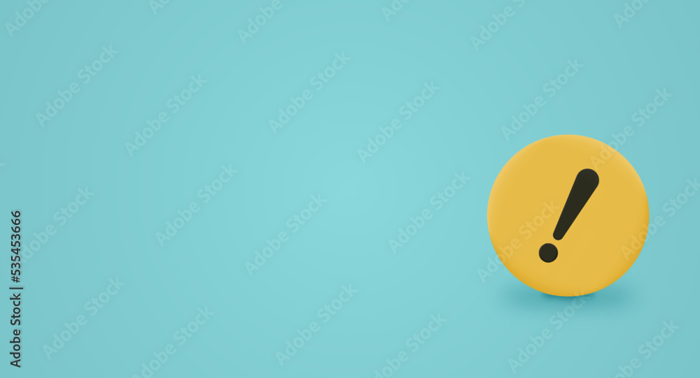 Poster warning message concept represented by exclamation mark icon. exclamation 3d realistic symbol in cir