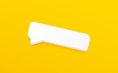 3D speech bubble icons on a yellow background. Minimal blank 3d chat boxes sign. 3d vector illustration.