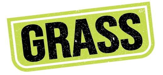GRASS text written on green-black stamp sign.