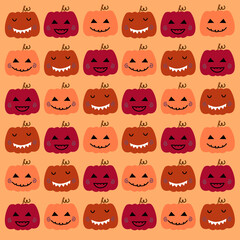 Red, Orange Pumpkin Heads with Emotions Background, Pattern, Texture ( Halloween 2022 )