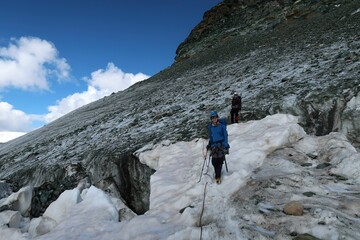 Multi day summer expedition through some glaciers in the alps. On the Monterosa massif starting...