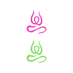 Wellness Yoga minimalist Outline Logo isolated on White