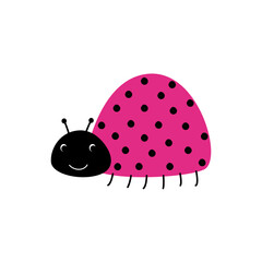 Cute Ladybug with Dots isolated on White