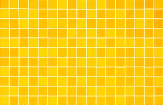 Fototapeta Orange ceramic wall chequered and floor tile bathroom background. Design geometric mosaic texture decoration. Simple seamless pattern.