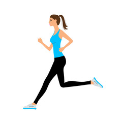 Running fit woman Vector Illustration isolated On White