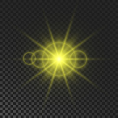 Yellow glowing sparkling star