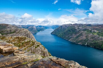 Scenic waterscape with beautiful dense greenery in the background