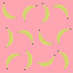 Stylish seamless background with bananas. Seamless raster pattern. Retro style. Pop art. Pink colour