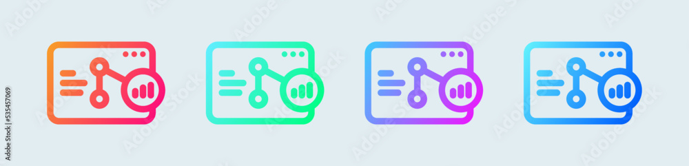 Poster analysis line icon in gradient colors. graph statistic signs vector illustration.