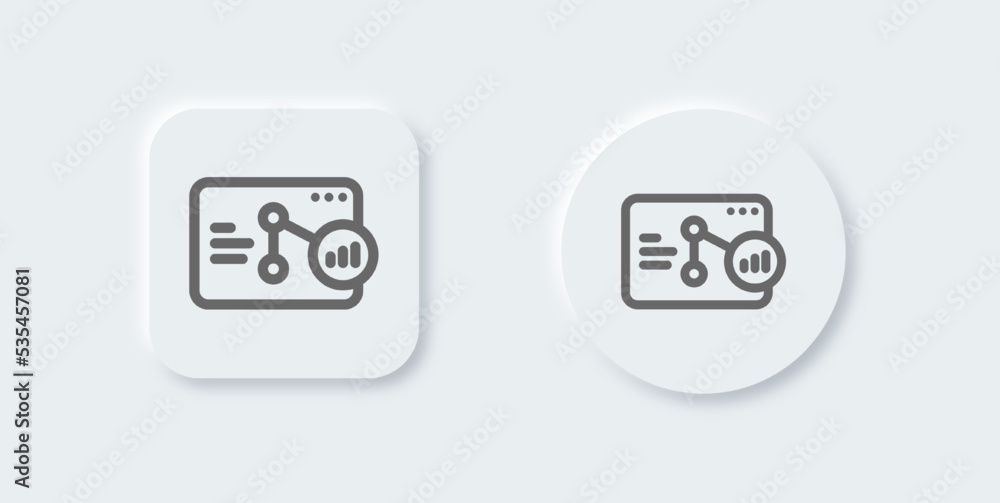 Aufkleber analysis line icon in neomorphic design style. graph statistic signs vector illustration.